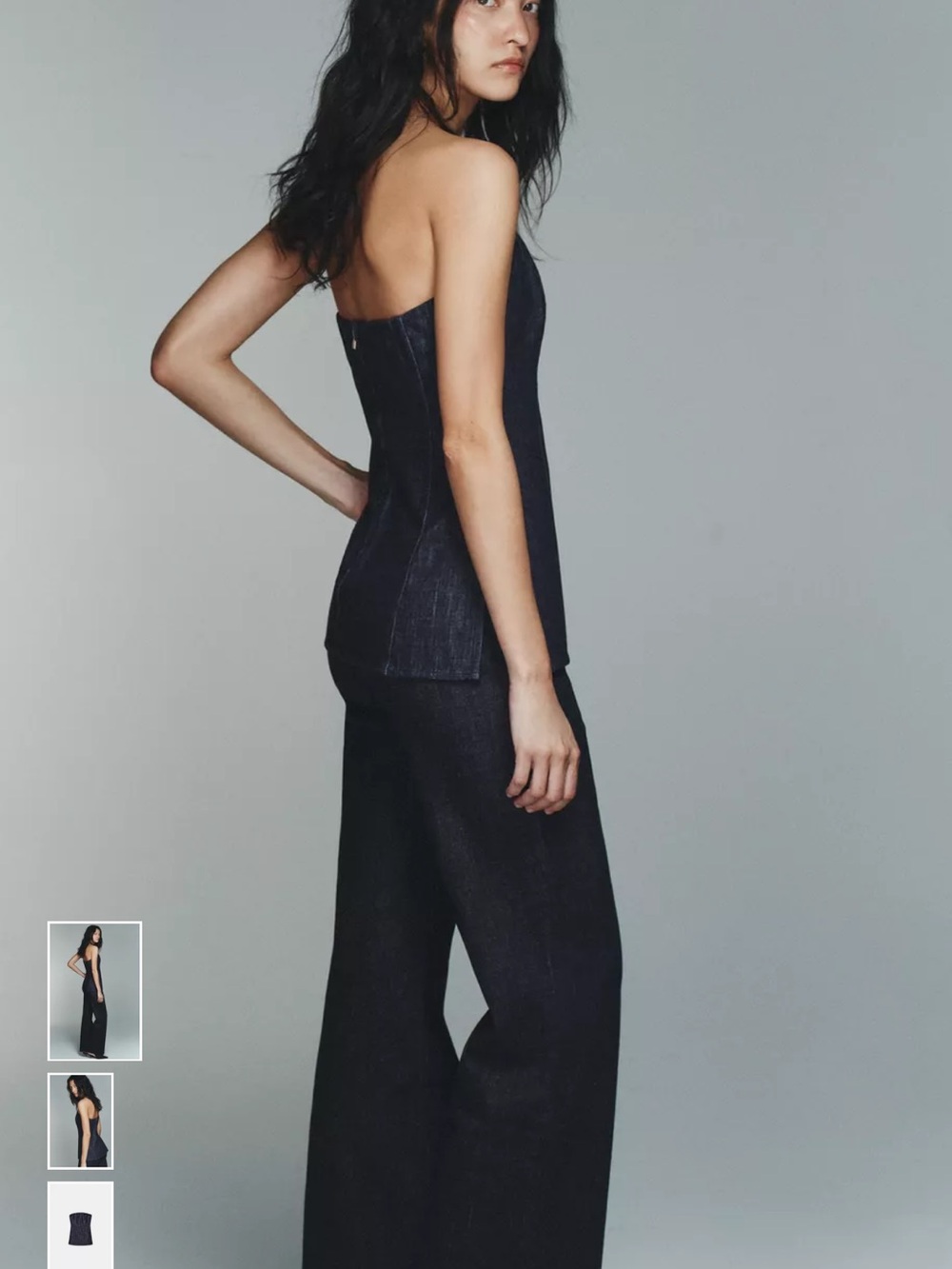 Zara Black and Light Blue Denim Strapless Bustier S - Picture 10 of 11